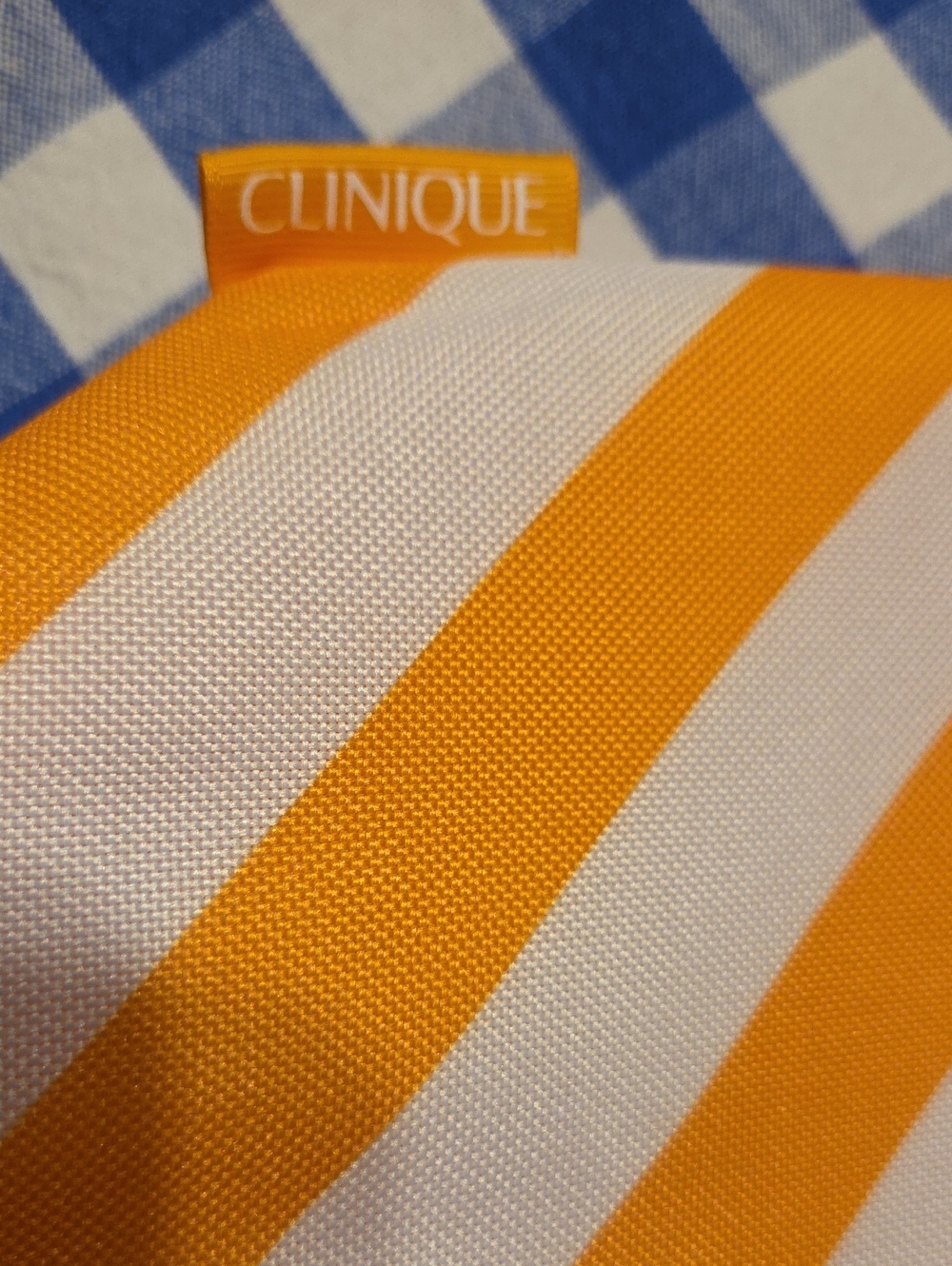 CLINIQUE Striped Pink & Orange Canvas Tote Bag with Rope Handles - Picture 7 of 7